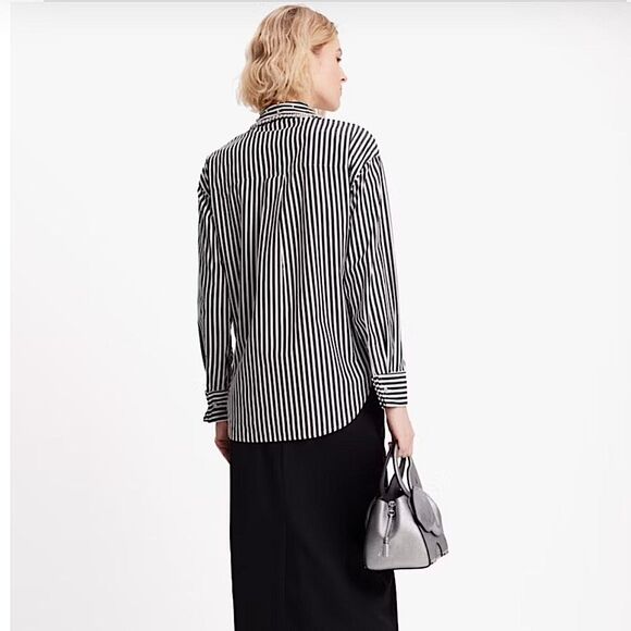 kate spade Acrobat Stripe Black and White Embellished Womens Shirt Size L - Picture 9 of 13